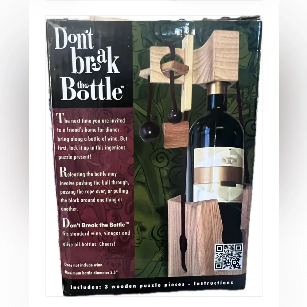 DONT BREAK THE BOTTLE Wine Puzzle Game. It’s a REAL RIDDLE Great Fun Gift
